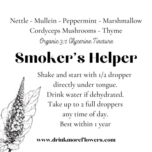 Organic Smoker's Helper Glycerite Tincture (Mullein, Peppermint, Cordyceps)