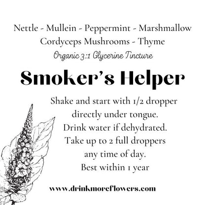 Organic Smoker's Helper Glycerite Tincture (Mullein, Peppermint, Cordyceps)